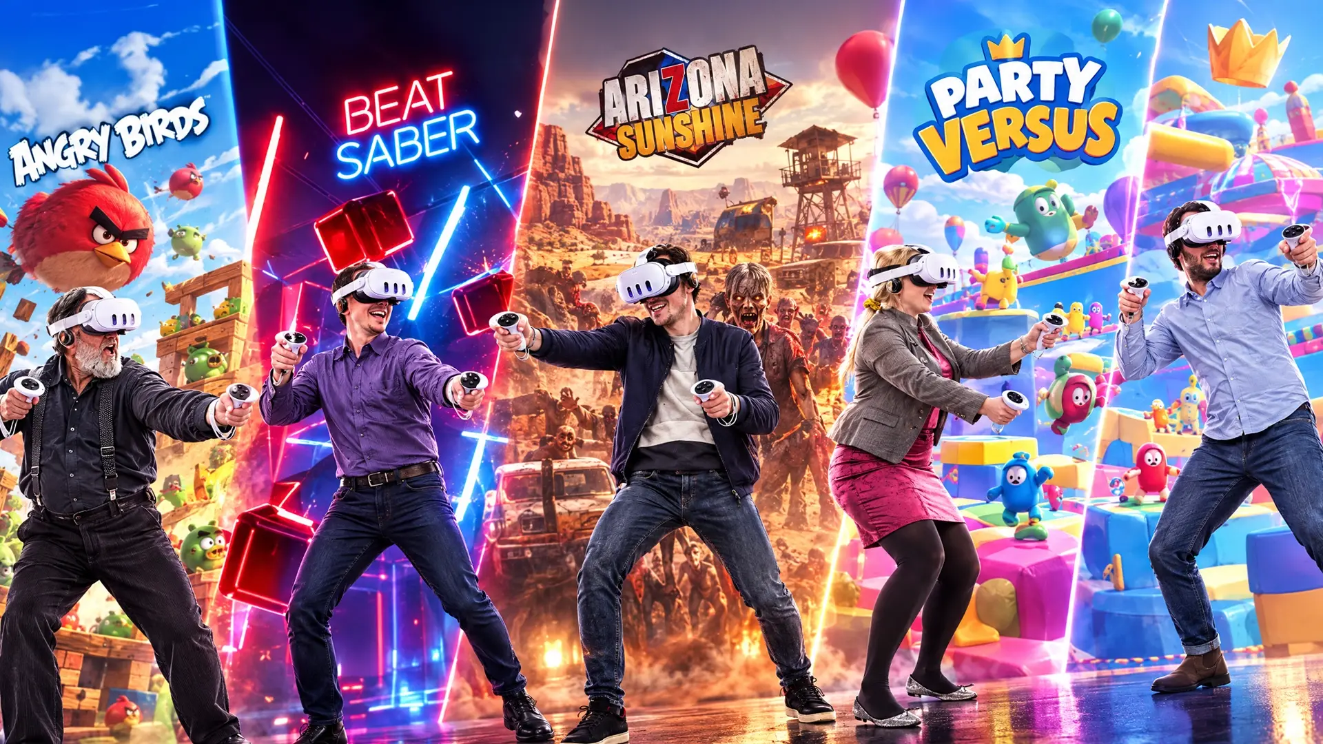 Joueurs en pleine partie de réalité virtuelle